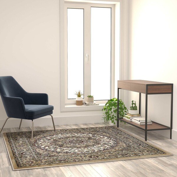 Flash Furniture Ivory 5x5 Square Traditional Persian Style Rug NR-RGB401-55-IV-GG - main